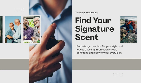Man applying cologne with lifestyle imagery representing men’s fragrance for a fresh, confident everyday scent.