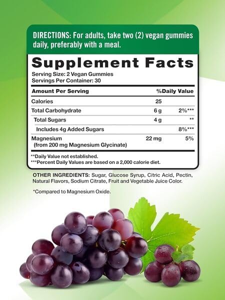 Nature's Truth Magnesium Glycinate Gummies, Natural Grape Flavor