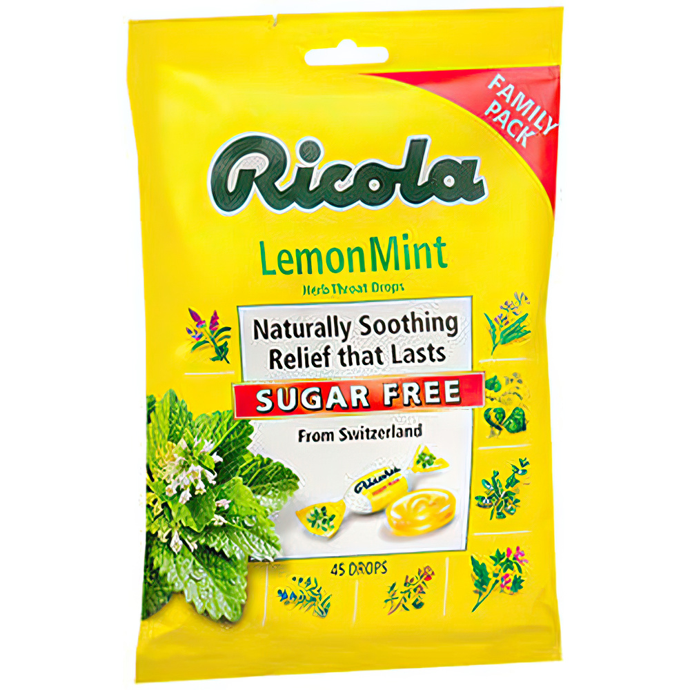 Ricola Sugar Free Lemon Mint Cough Drops - 45 Count Bag For Soothing Throats 8 thumbnail image