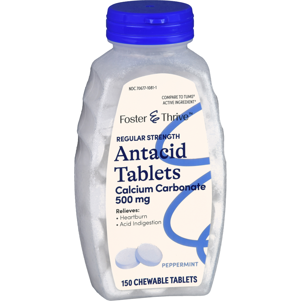 Foster & Thrive Regular Strength Antacid Calcium Carbonate 500 mg ...
