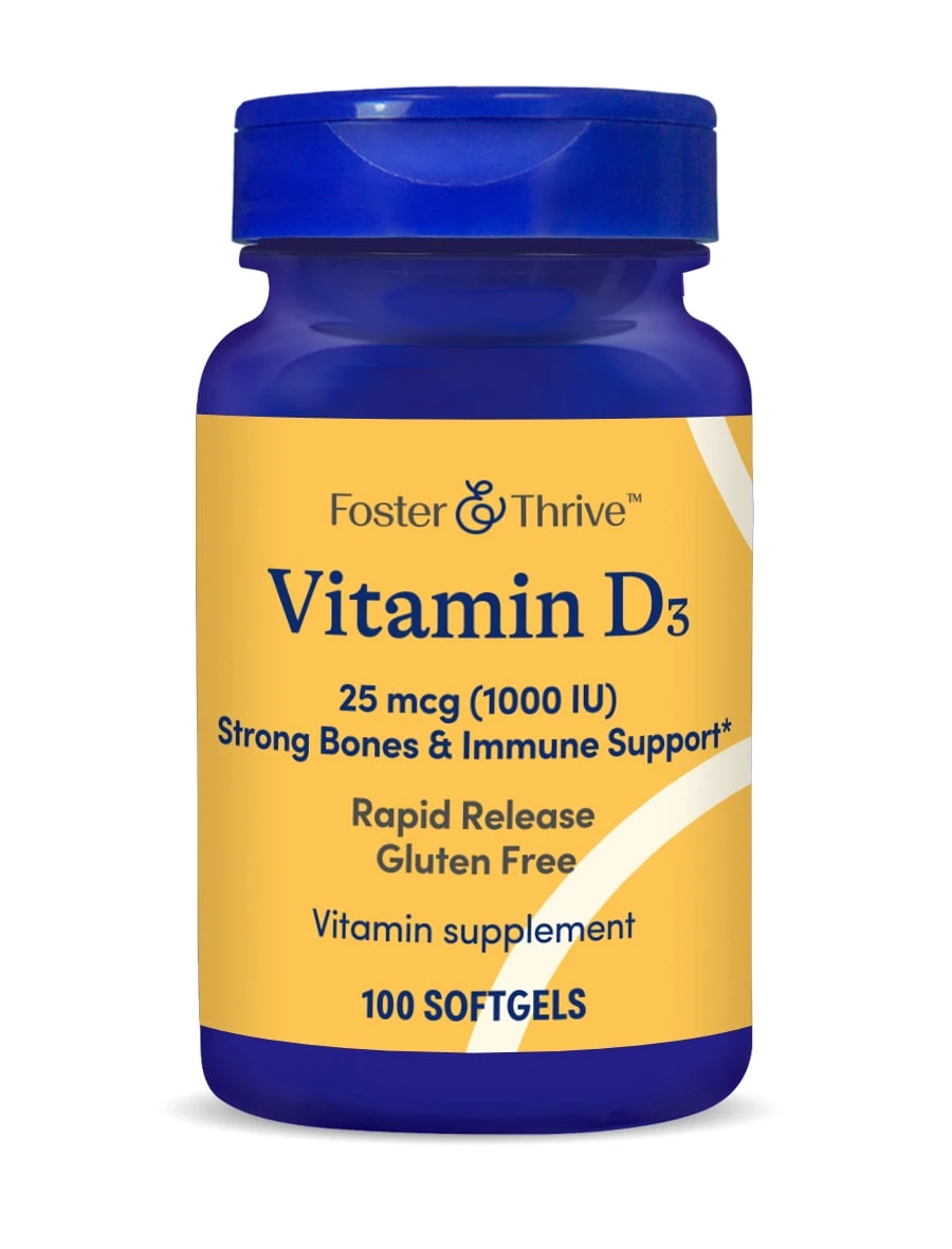 Foster & Thrive Vitamin D3 25 mcg (1000 IU) Rapid Release Softgels - 100 count