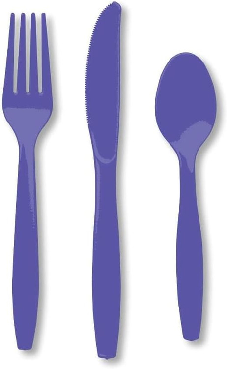 Solid Color Assorted Size Solid Color Assorted Cutlery, Purple, 6-7