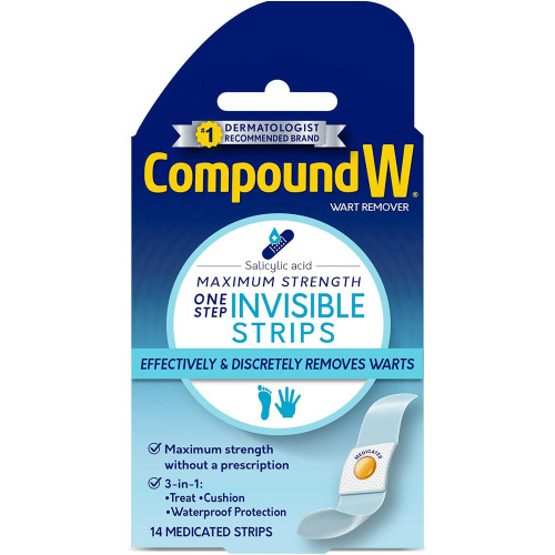 Compound W One Step Invisible Strips Wart Removal 14 Strips The