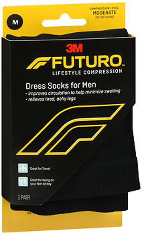 Futuro Revitalizing Dress Socks for Men Medium Black Moderate ...