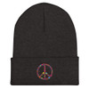 WTees Flower Power Peace Sign Cuffed Beanie