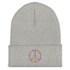 WTees Flower Power Peace Sign Cuffed Beanie