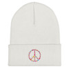 WTees Flower Power Peace Sign Cuffed Beanie