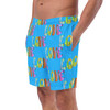 WTees Retro Love Love Love Swim Trunk Deep Sky Blue