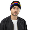 WTees Rainbow Stripe Beanie Black