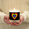 WTees Rainbow Heart Glass Jar Soy Wax Candle Black