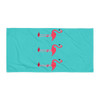 WTees Pink Flamingos Beach Towel Turquoise