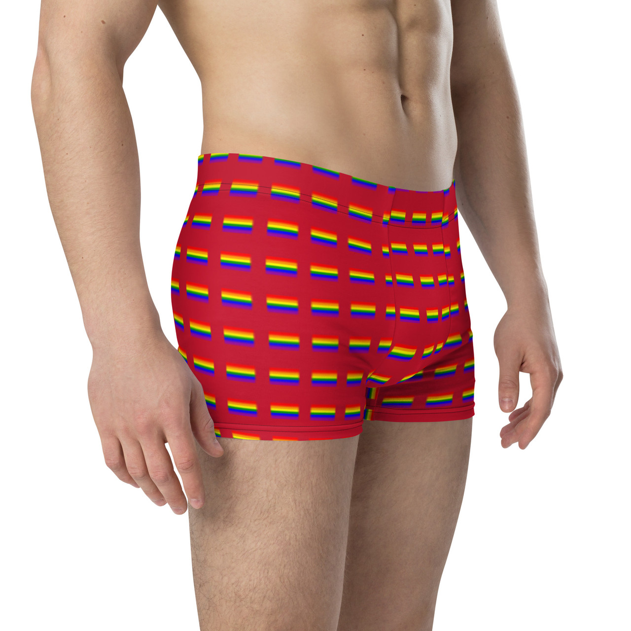 Gay pride underwear  WTees Rainbow Flags Trunk Boxer Briefs Red