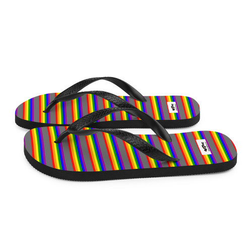 WTees Rainbow Stripe Flip-Flops Grey