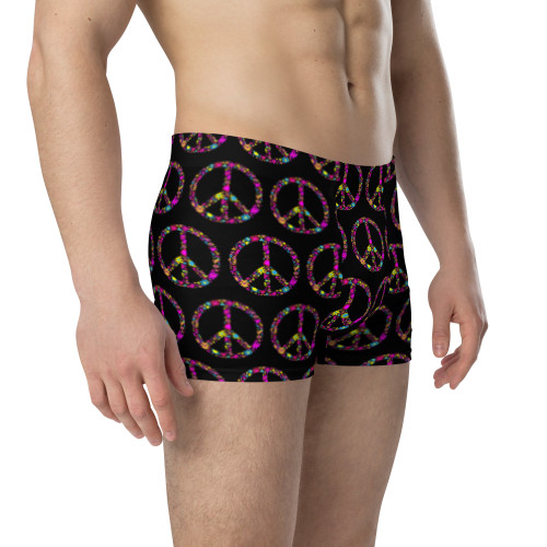 WTees Flower Power Peace Sign Trunk Boxer Briefs Black