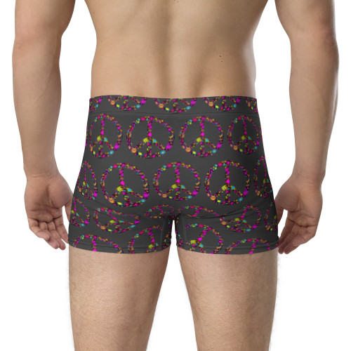 WTees Flower Power Peace Sign Trunk Boxer Briefs Asphalt