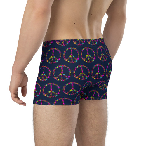 WTees Flower Power Peace Sign Trunk Boxer Briefs Navy