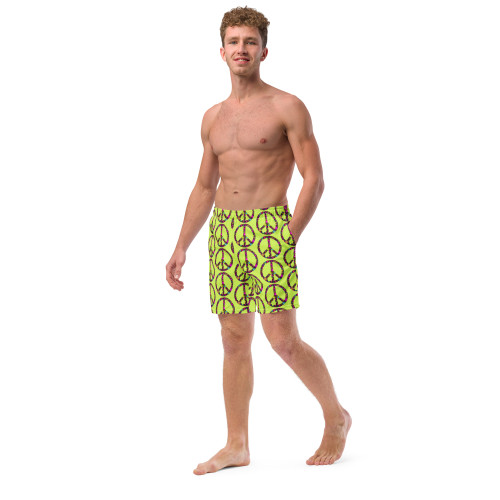 WTees Flower Power Peace Sign Swim Trunks Mindaro