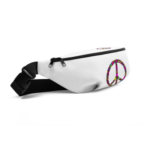 WTees Flower Power Peace Sign Fanny Pack White