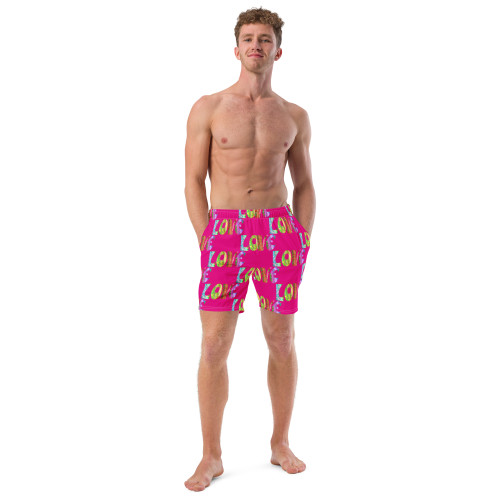 WTees Retro Love Love Love Swim Trunk Red Violet