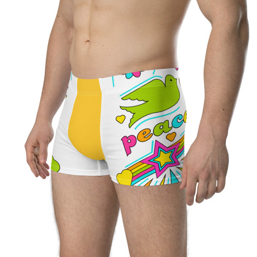 WTees Peace & Love Trunk Boxer Briefs Yellow