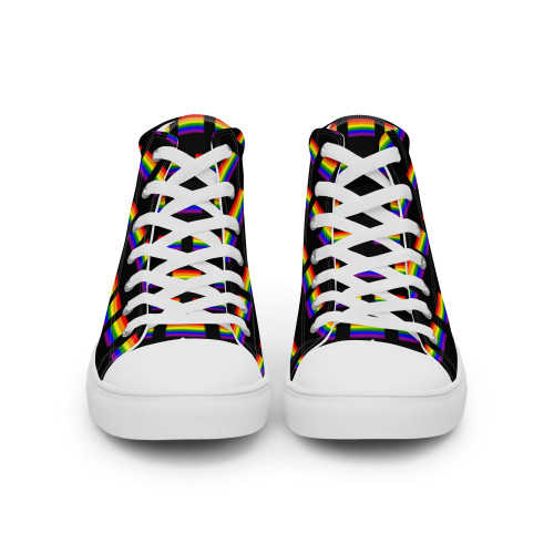 WTees Rainbow Flags High Top Canvas Sneakers Black