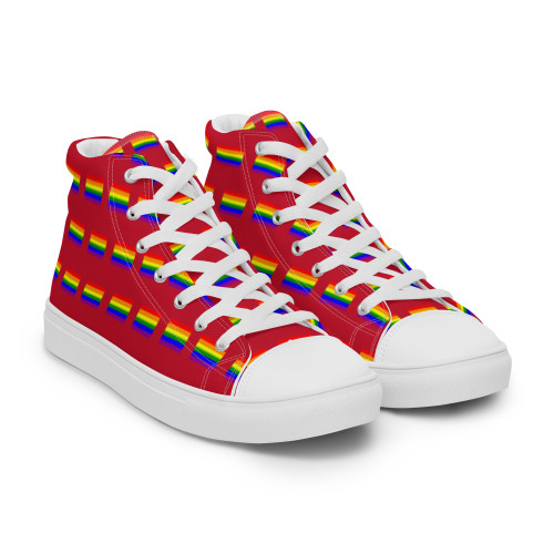 WTees Rainbow Flags High Top Canvas Shoes Red