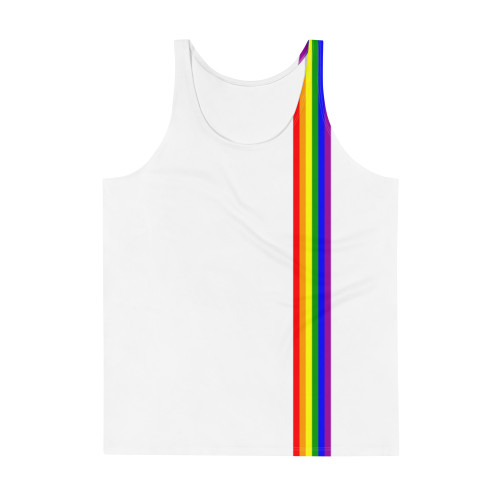 WTees Rainbow Stripe Tank Top White