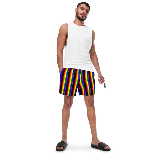 WTees Rainbow Stripes Swim Trunk Black