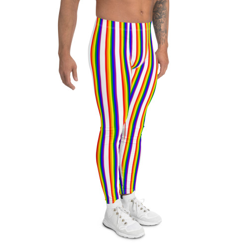 WTees Rainbow Stripes Leggings White