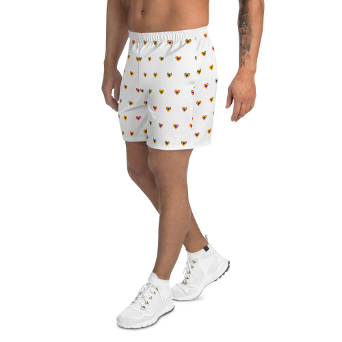 WTees Rainbow Heart Men's Athletic Shorts White