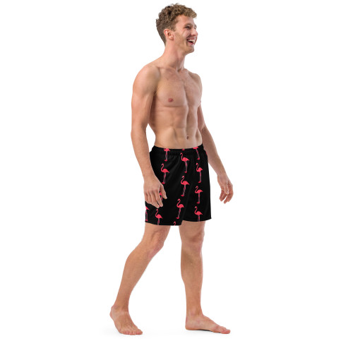 WTees Pink Flamingos Swim Trunks Black