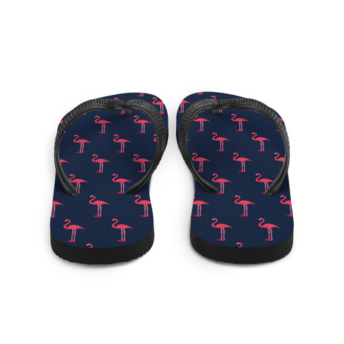 WTees Pink Flamingos Flip-Flops Navy