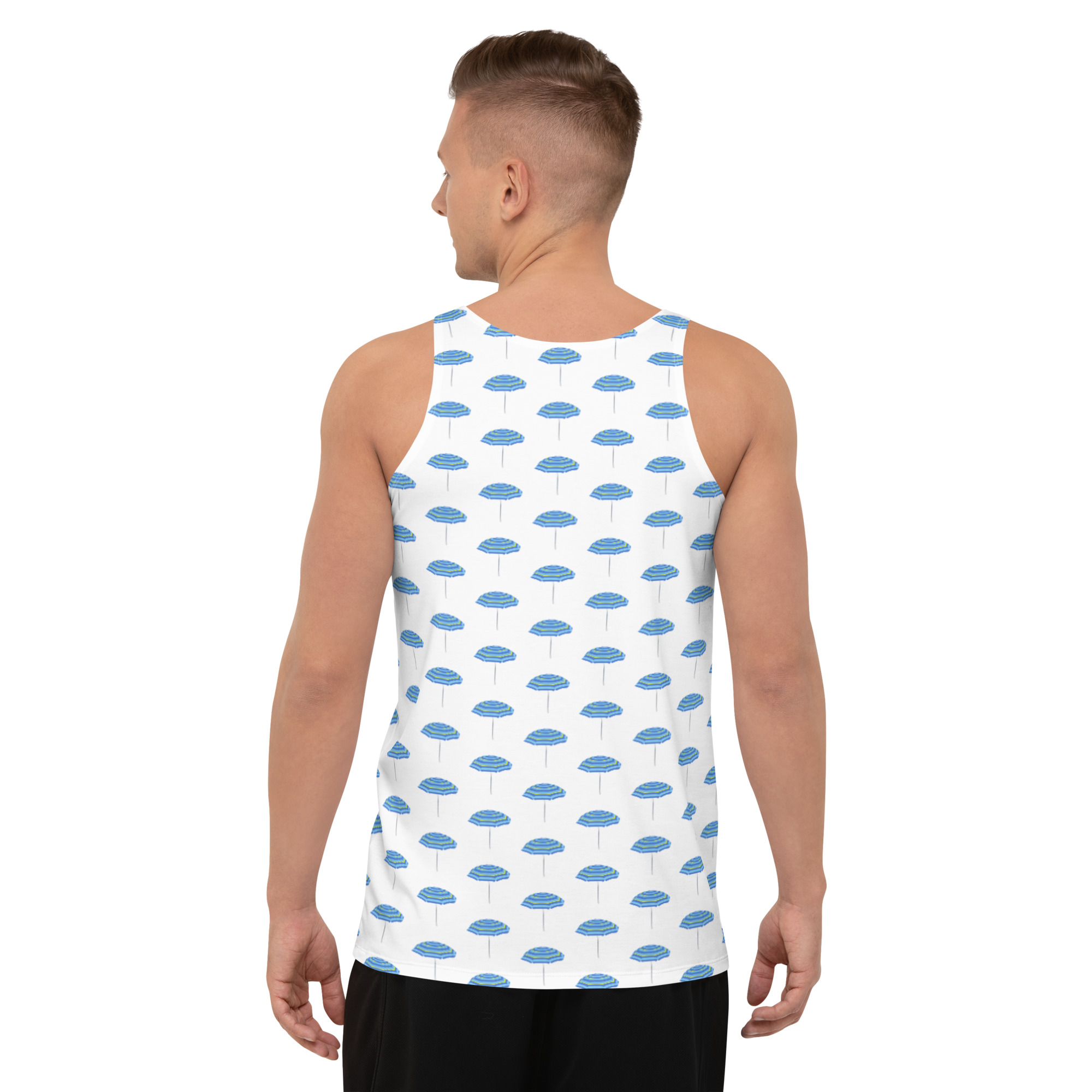 Men's Beach Tank Top WTees Beach Umbrella Tank Top White Sand
