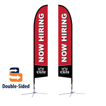 14ft Feather Flag with Double Sided Graphic and X Base - GLM Select