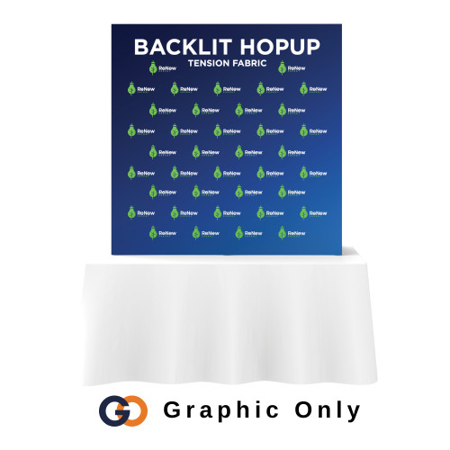 5ft Backlit Hopup™ Tabletop Tension Fabric Display (Graphic Only) 5ft Backlit Hopup™ Tabletop Tension Fabric Display (Graphic Only)