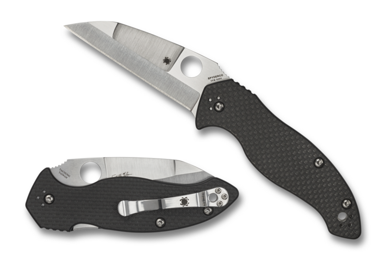 Spyderco Canis Compression Lock Knife CF G10 Handle Plain S30V Blade