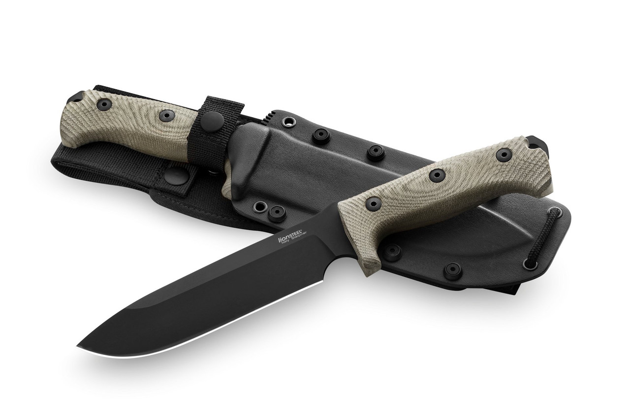 Lion Steel M7 Fixed Blade Knife Green Micarta Handle Plain
