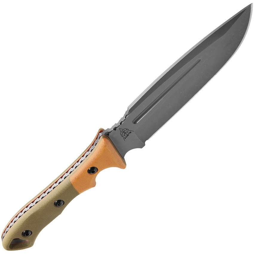 TOPS Viking Tactics Norseman Fixed Knife Green Tan Micarta Handle Plain