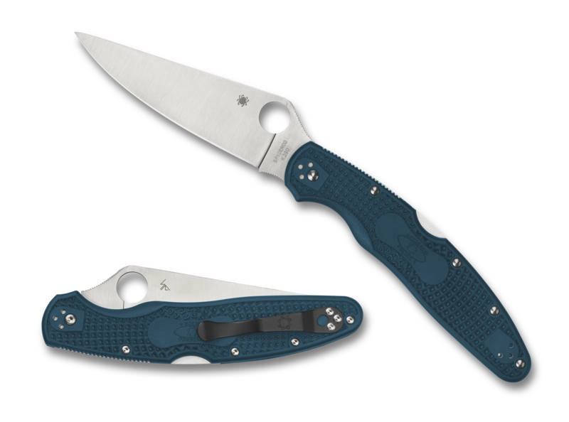 Spyderco Police 4 Folding Knife Blue FRN Handle K390 Spear Point