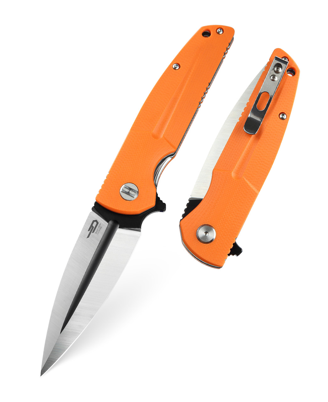 Bestech Fin Folding Knife Orange G10 Handle 14C28N Plain