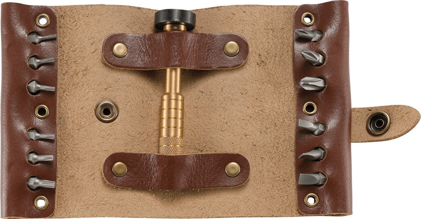 【カワグチジン着用】ROLD SKOV BIT TWO POCKET CRKT Hex Bit Driver Tool Roll Full Grain Leather Holds Up To 13