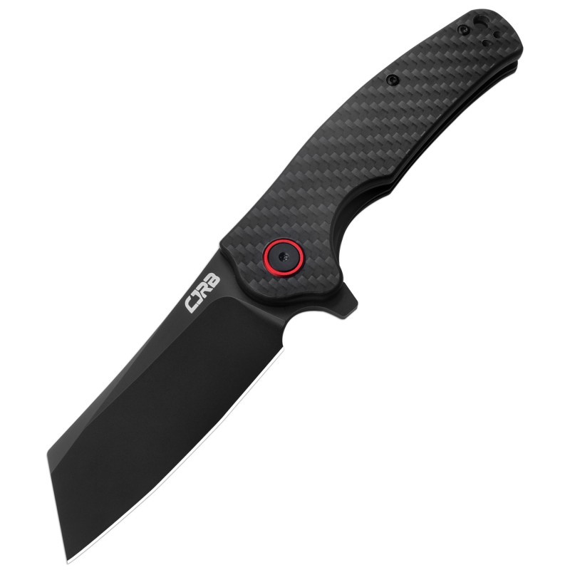 CJRB Crag Folding Knife Black Carbon Fiber Handle ARRPM9 Cleaver Plain