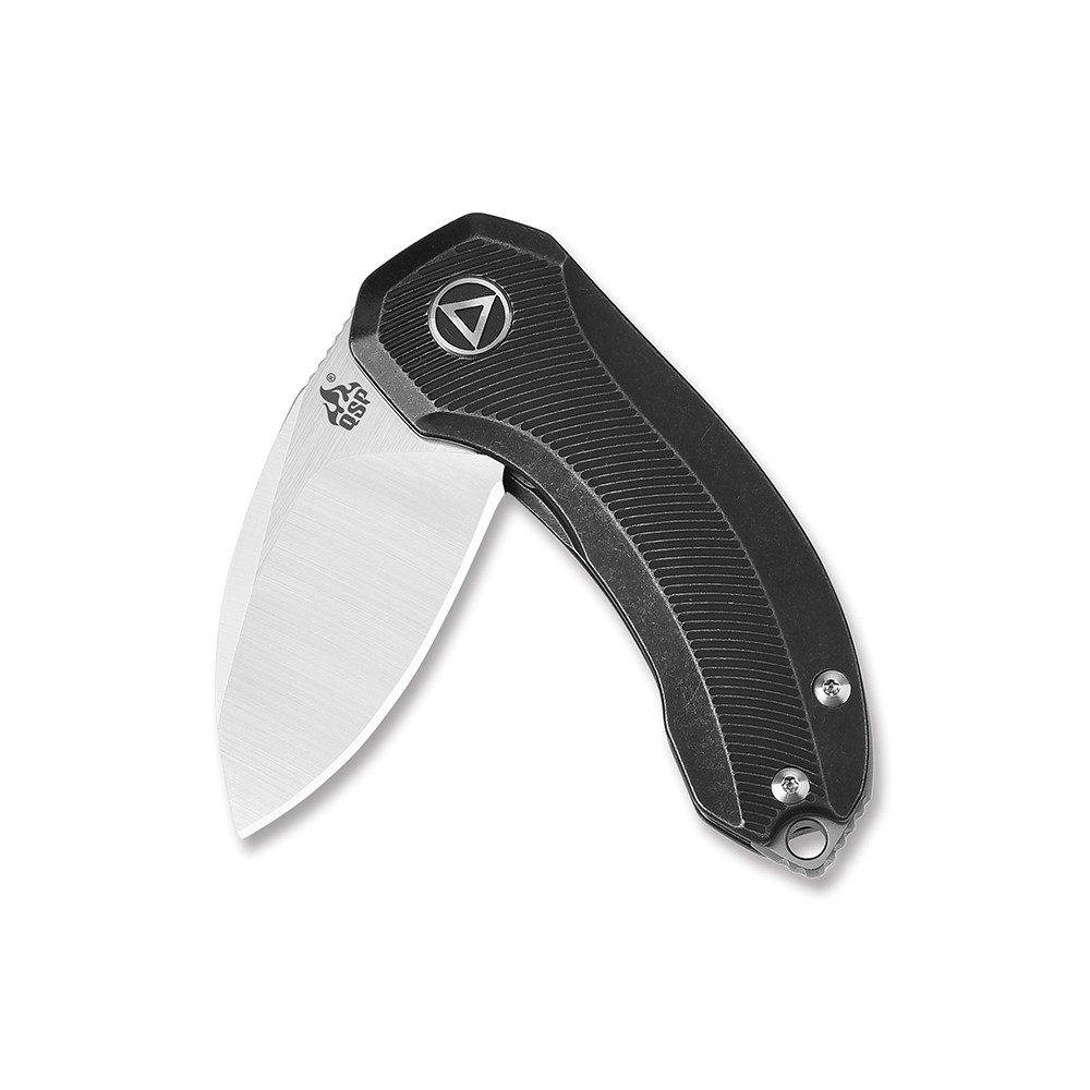 QSP Hamster Folding Knife Black Titanium Handle S35VN Plain Edge 2 Tone