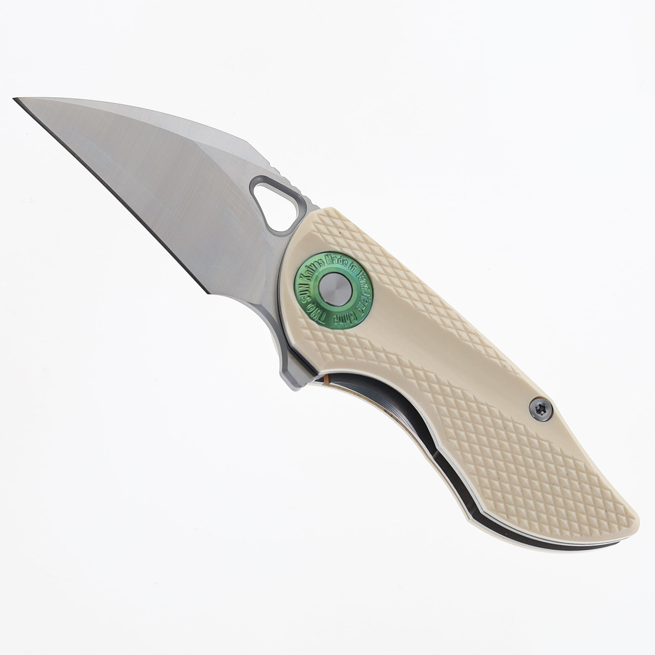 Two Sun Mini Folding Knife White Handle 14C28N Plain Edge TS314