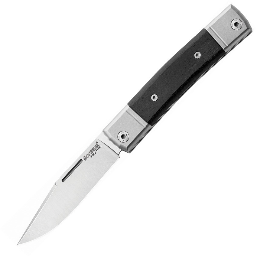 LionSteel Bestman Folding Knife Ebony Wood Handle M390 Plain Edge