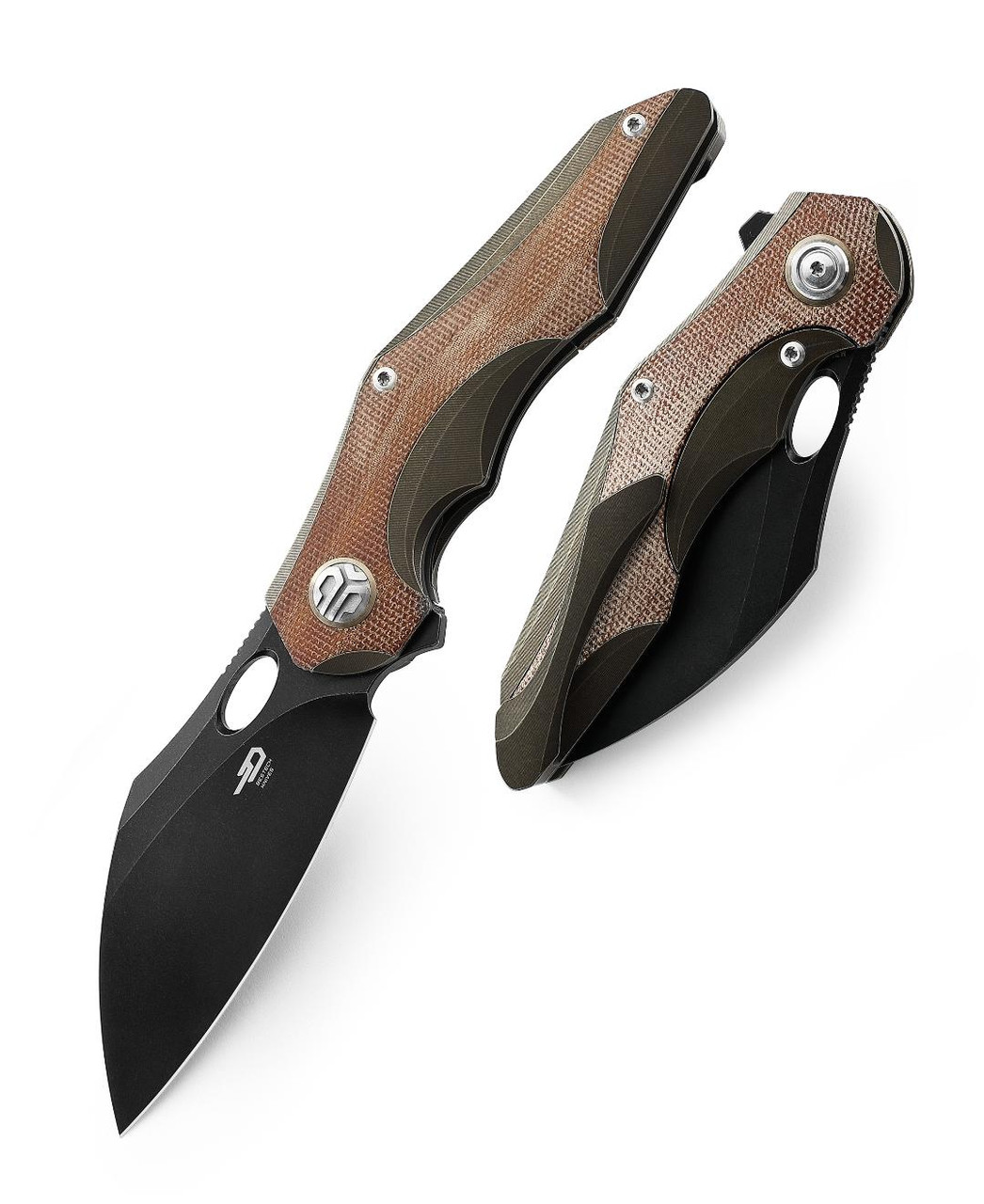 Bestech Nogard Folding Knife Bronze Stonewash Ti Canvas Micarta