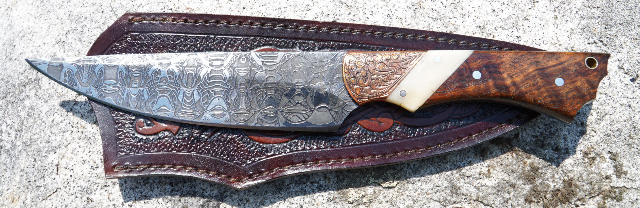 Handmade Stainless Steel Hunting Knife- Steel Engraved Lion on Handle –  White Hills Knives