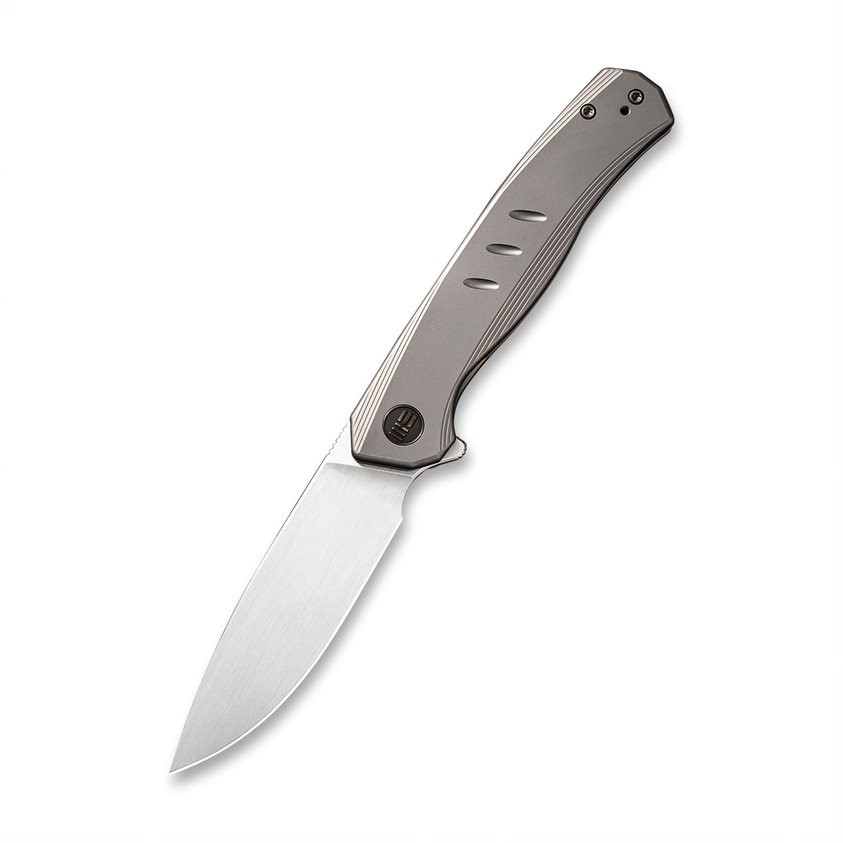WE Seer 420 PCS Folding Knife Gray Titanium Handle 20CV Plain Edge