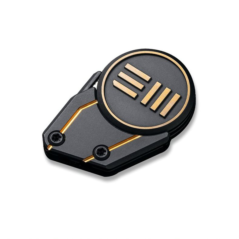 WE Quark Small Fixed Blade Neck Knife Black/Gold Titanium Handle M390