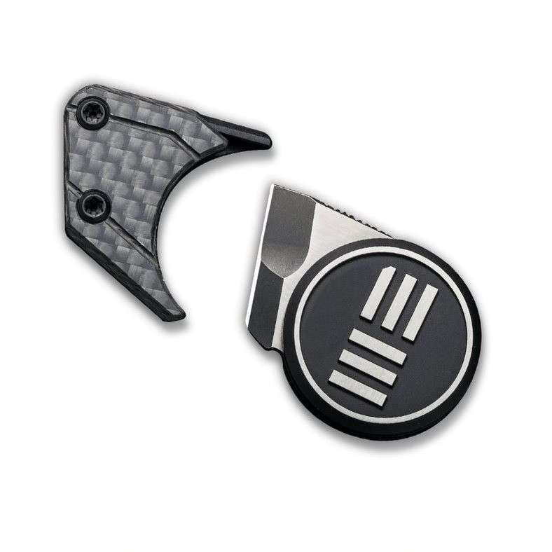 WE Quark Small Fixed Blade Neck Knife Black/Silver Titanium Handle M390